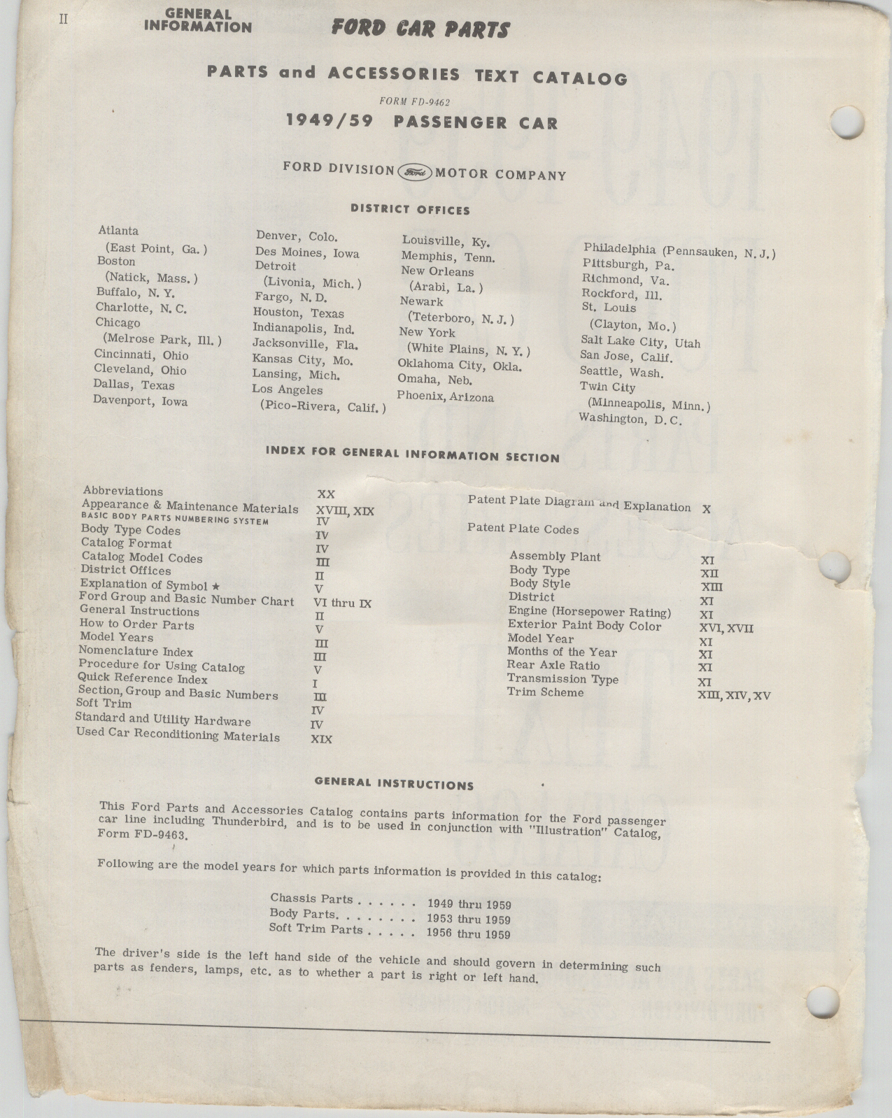 Ford Car Text Catalog January 1964